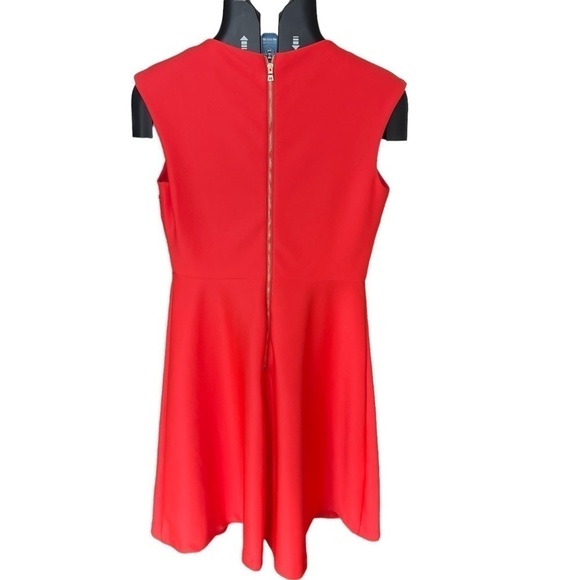 Dress Barn Coral Red Fit And Flare Sleeveless Knee Length Cocktail Dress Size 4 - Picture 2 of 12